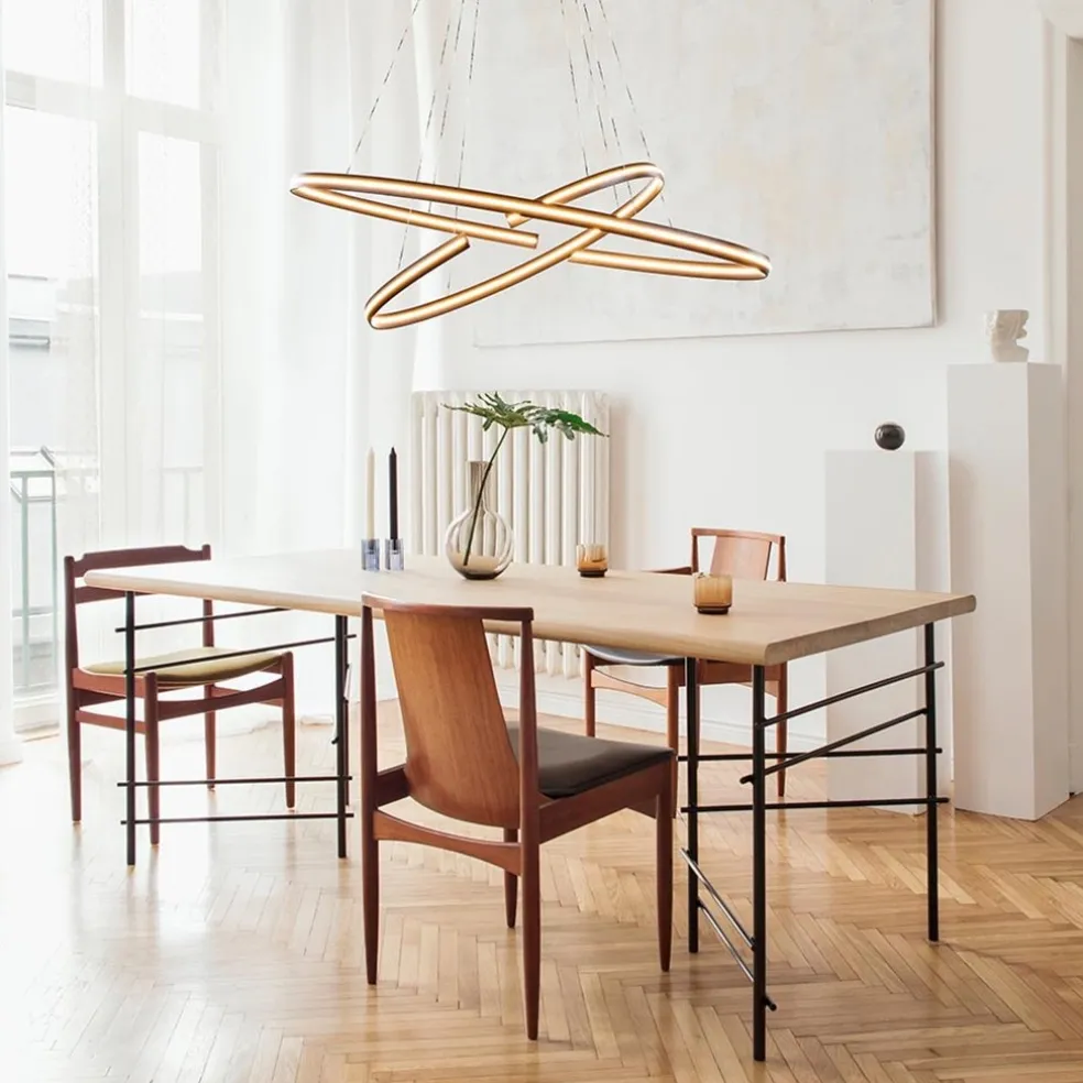 Hanglamp zwart 2x ledband ovaal