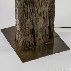 Houten vloerlamp met brons excl. kap