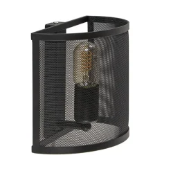 Industrieel landelijke wandlamp met gaas