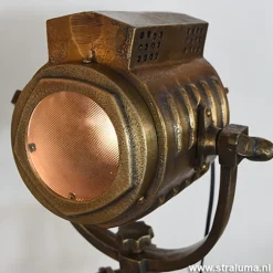 Industriele vloerlamp driepoot brons antiek