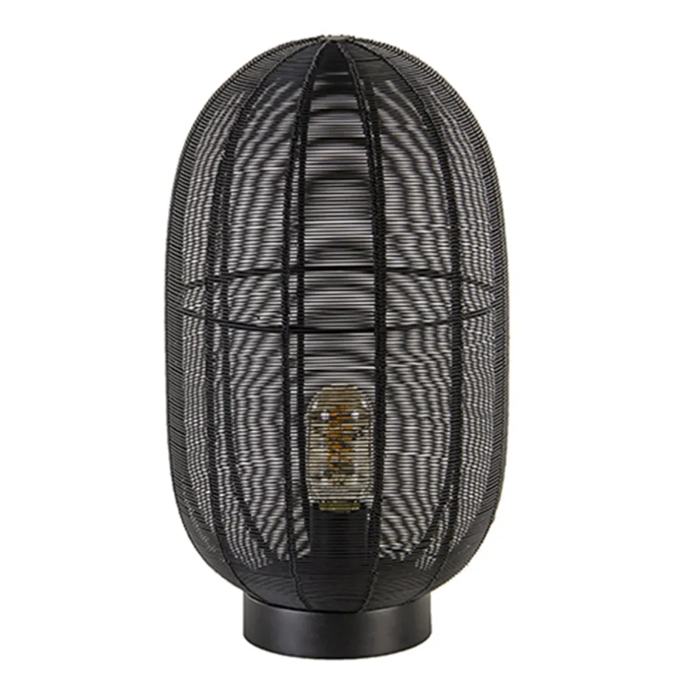 Industriële draad tafellamp Ophra zwart