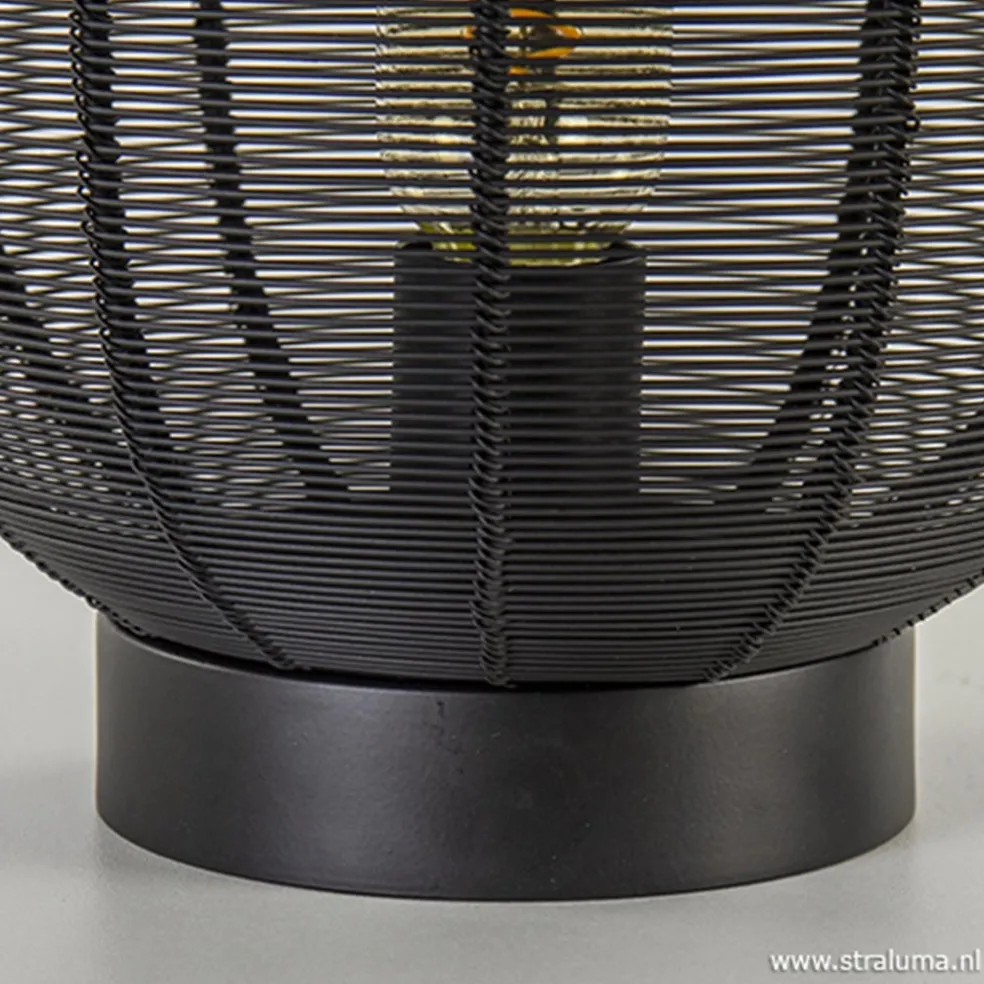 Industriële draad tafellamp Ophra zwart