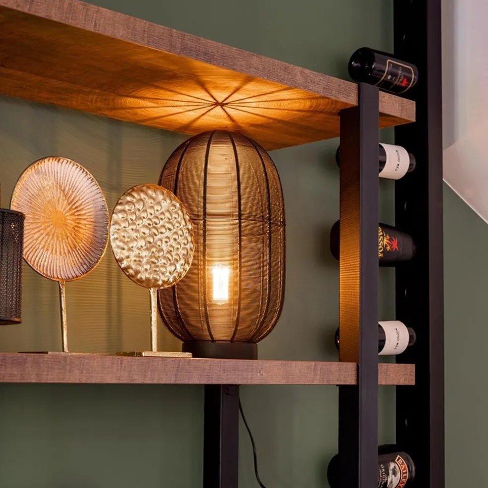 Industriële draad tafellamp Ophra zwart