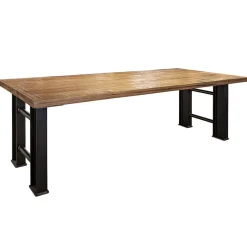 Industriële eettafel rechthoekig blad met metalen poot