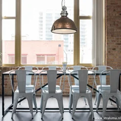 Industriële hanglamp bruin/brons tafel