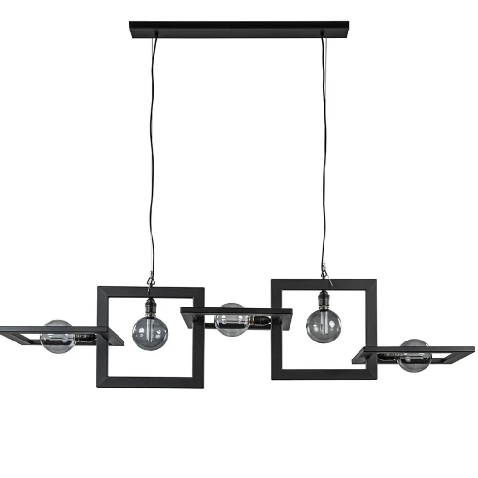 Industriële hanglamp mat zwart metalen frame