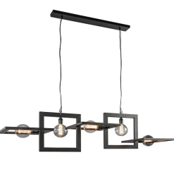 Industriële hanglamp mat zwart metalen frame