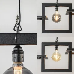Industriële hanglamp mat zwart metalen frame