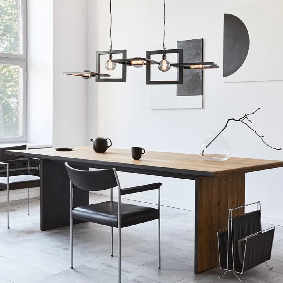 Industriële hanglamp mat zwart metalen frame