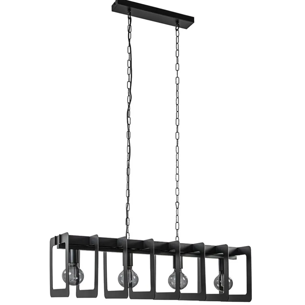 Industriële hanglamp squares mat zwart metaal