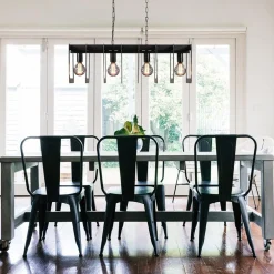 Industriële hanglamp squares mat zwart metaal