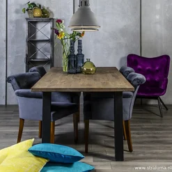 Klassieke armstoel kersenhout in stof