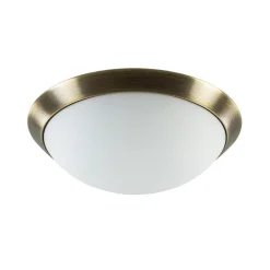 Klassieke plafonnière brons met wit glas 30 cm