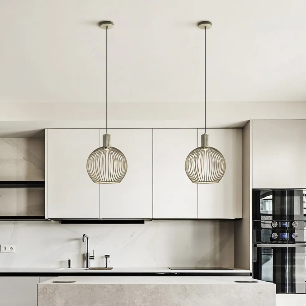 kleine draad hanglamp mat zand met zwart