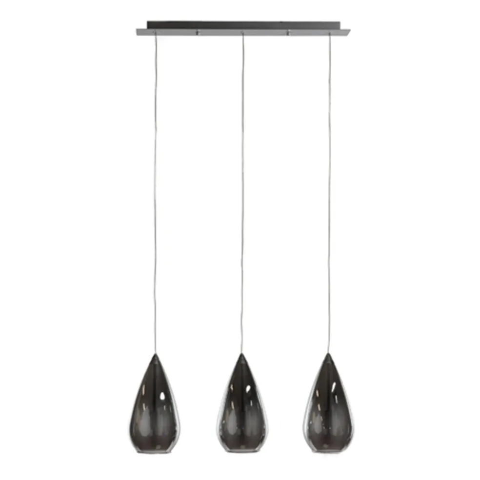 Kleine eettafel hanglamp glas 'Smoke'