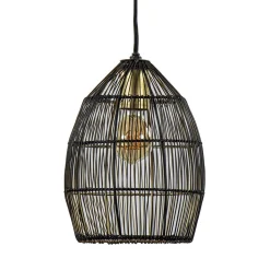 Kleine hanglamp Meya zwart met goud draad