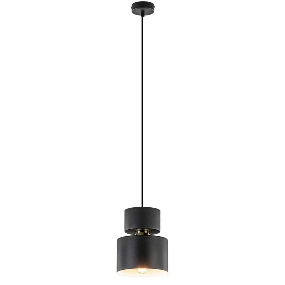 Kleine hanglamp zwart met goud accent