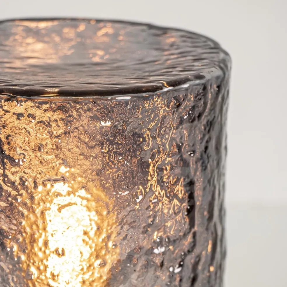 Kleine tafellamp zwart met smoke glazen kap