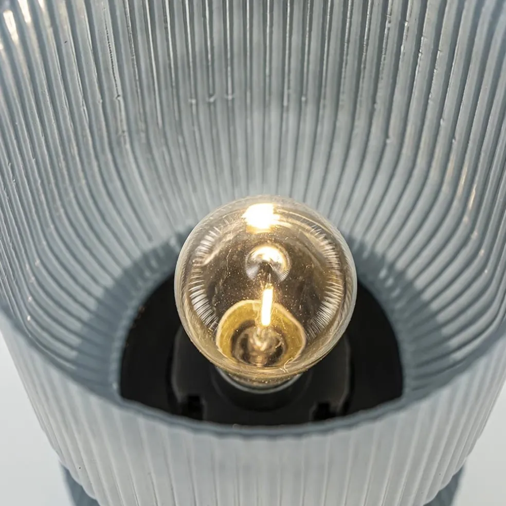 L&L tafellamp op batterijen Phoebe blauw-grijs groot