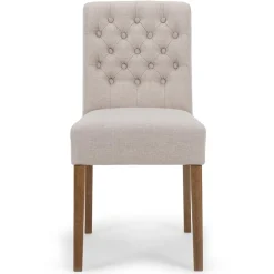 Landelijke eetkamerstoel stof met eiken pootjes