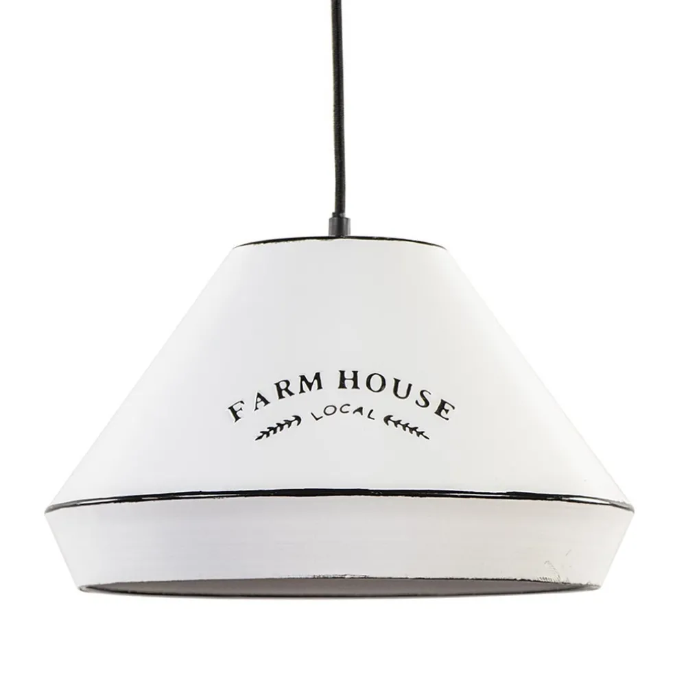 Landelijke hanglamp farm house wit met zwart Ø32 cm