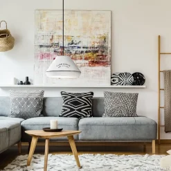 Landelijke hanglamp farm house wit met zwart Ø32 cm