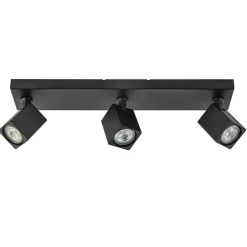 Langwerpige opbouwspot 3-lichts balk zwart