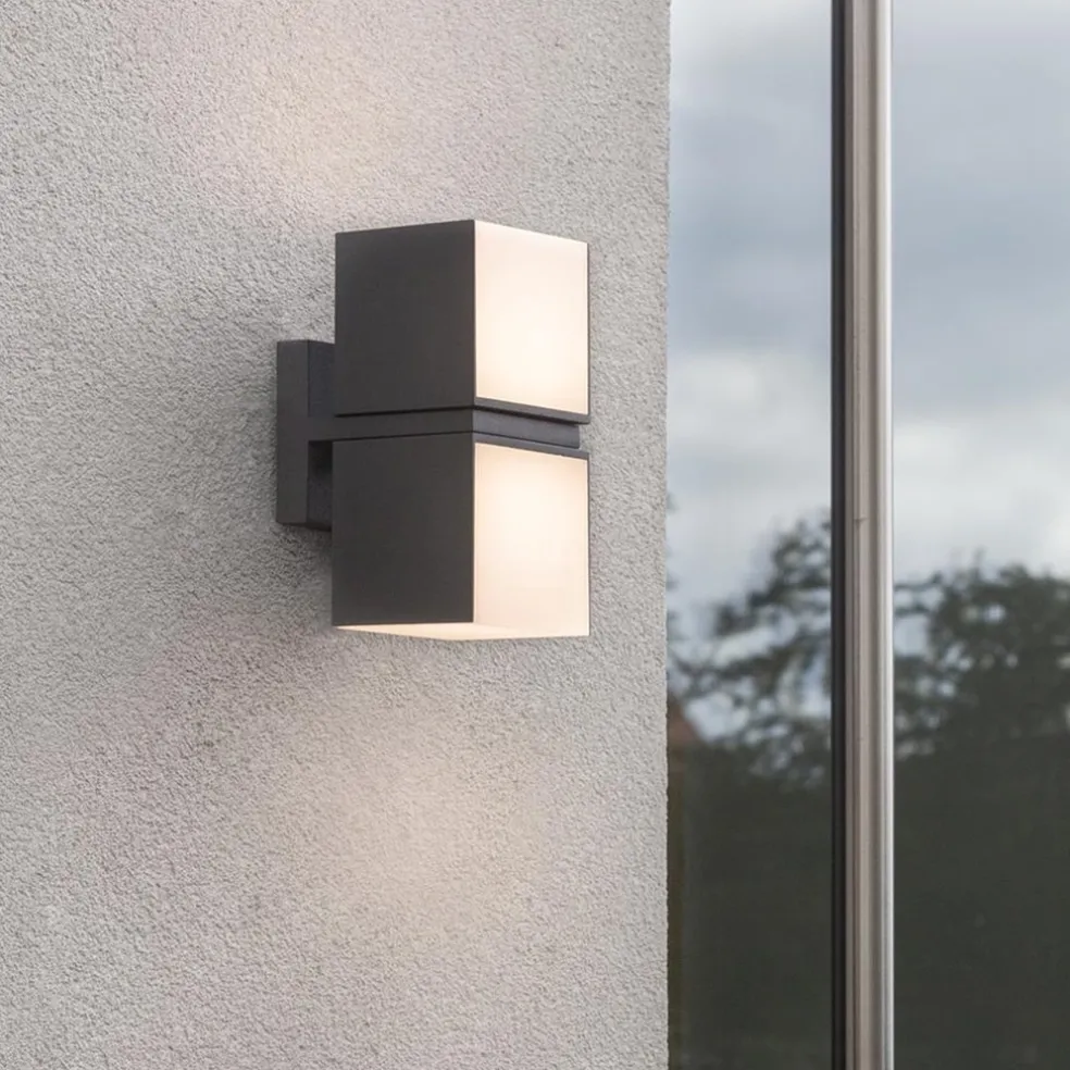 LED buitenlamp dubbele kubus draaibaar grijs IP54