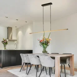 LED hanglamp aluminium mat zwart met mat goud dimbaar