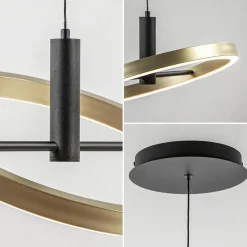 LED hanglamp Circle zwart/goud 3-standen dimbaar