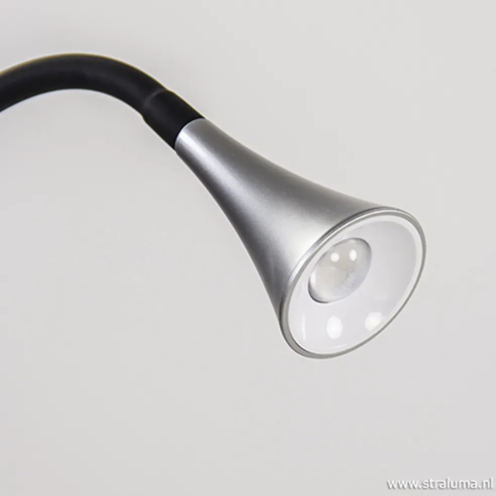 LED klemlamp/klemspot zwart met zilver