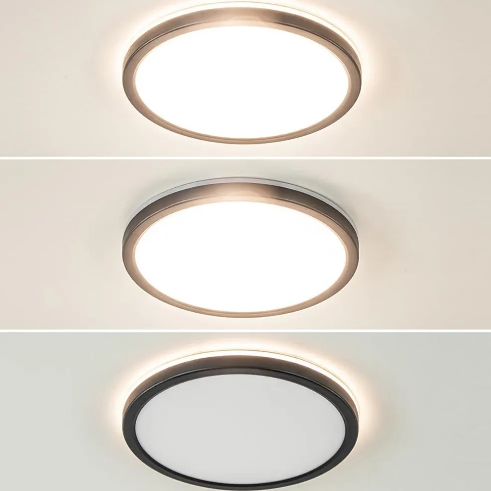 LED plafondlamp met 3 licht opties zwart rond