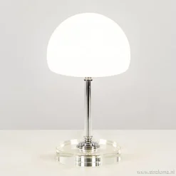 LED tafellamp chroom/opaal glas dimbaar