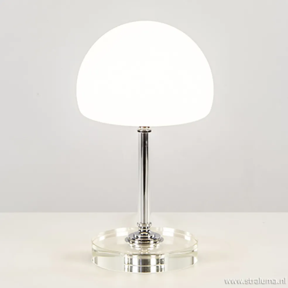 LED tafellamp chroom/opaal glas dimbaar