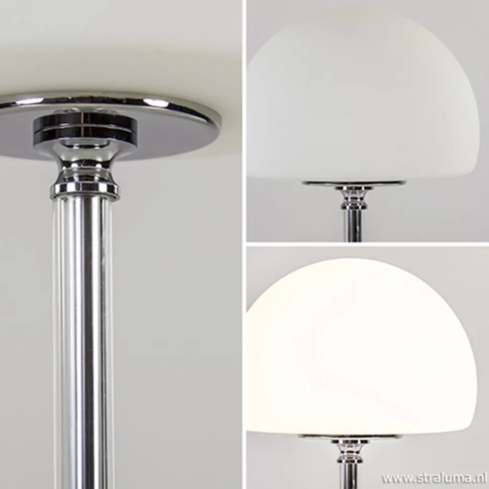 LED tafellamp chroom/opaal glas dimbaar