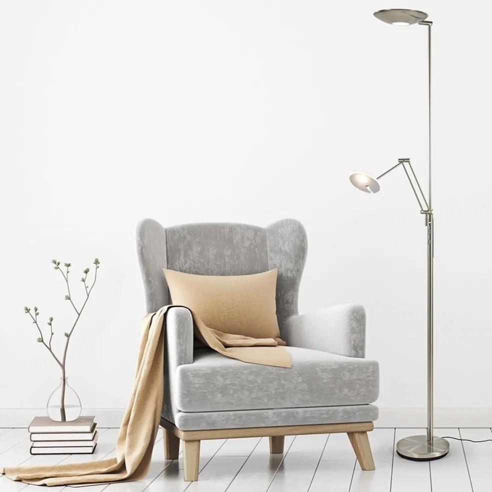 LED uplighter met verstelbare leesarm nikkel