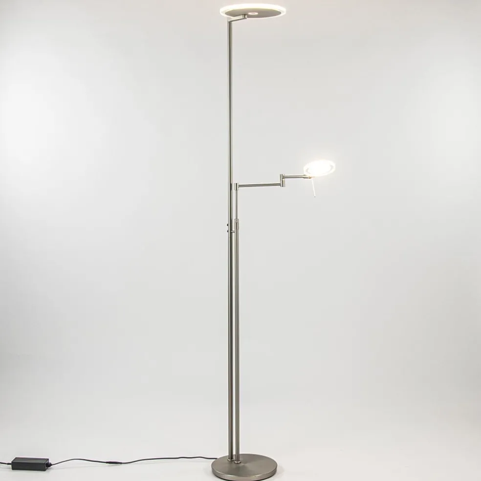 LED vloerlamp staal met uplighter en helder glas