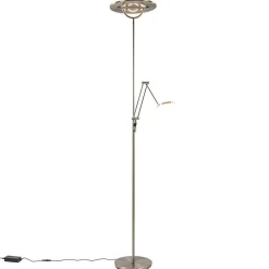 LED vloerlamp staal met uplighter en leeslamp