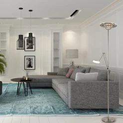 LED vloerlamp staal met uplighter en leeslamp