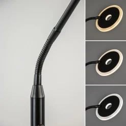 LED vloer/leeslamp mat zwart metaal verstelbaar