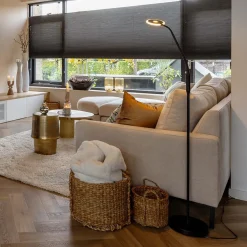 LED vloer/leeslamp mat zwart metaal verstelbaar