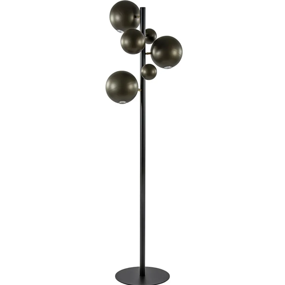 3-Lichts design vloerlamp zwart met platinum bollen