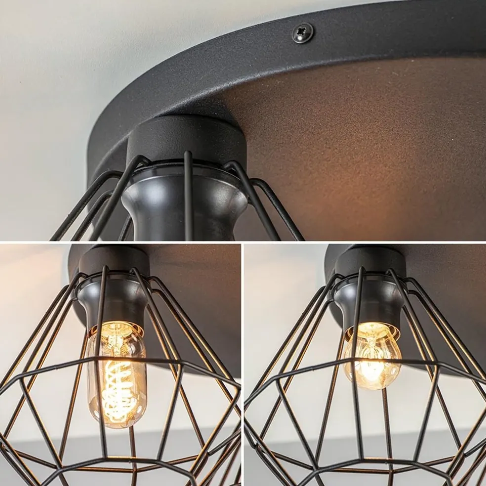 3-Lichts draadlamp diamant mat zwart