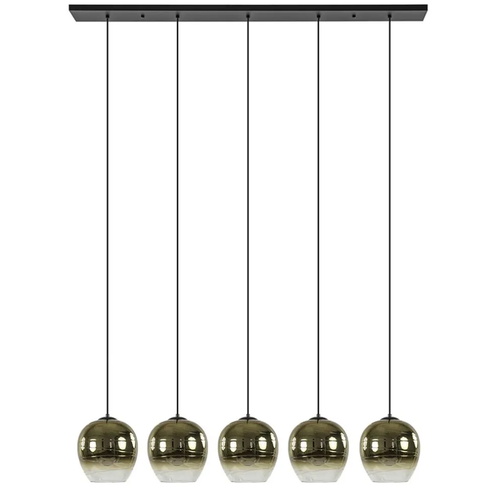 5-Lichts eettafelhanglamp gold gradient glas