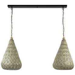 2-Lichts eettafelhanglamp mat goud/zwart oriental