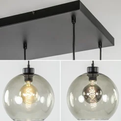 8-Lichts eettafelhanglamp smoke glas + GU10 spots