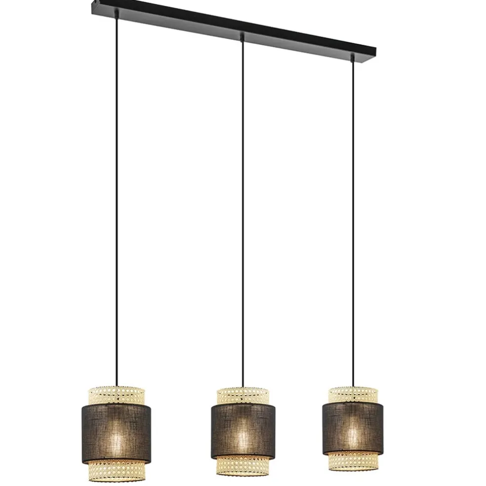 3-Lichts eettafelhanglamp webbing met zwart