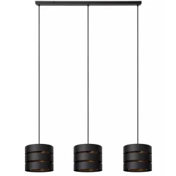 3-Lichts eettafelhanglamp zwart met goud