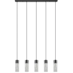 5-Lichts hanglamp cilinder helder glas met zwart
