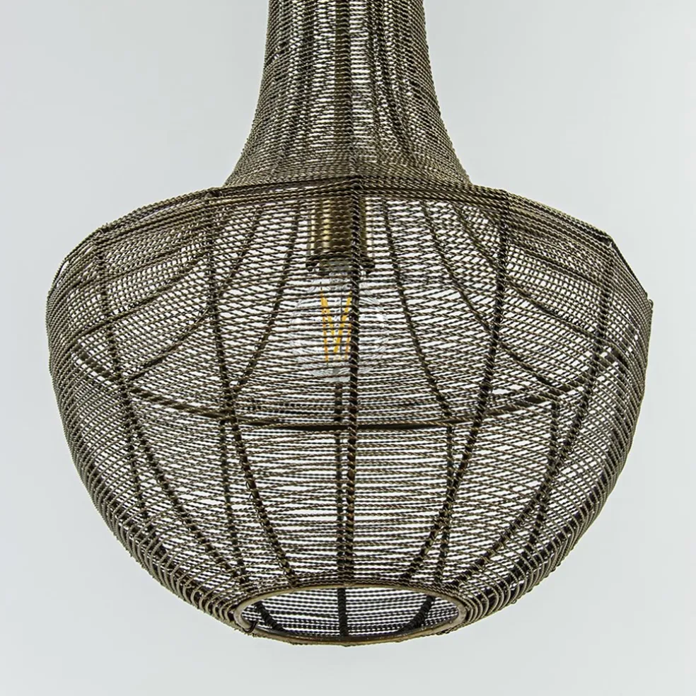 2-Lichts hanglamp Khedira mat zwart/brons